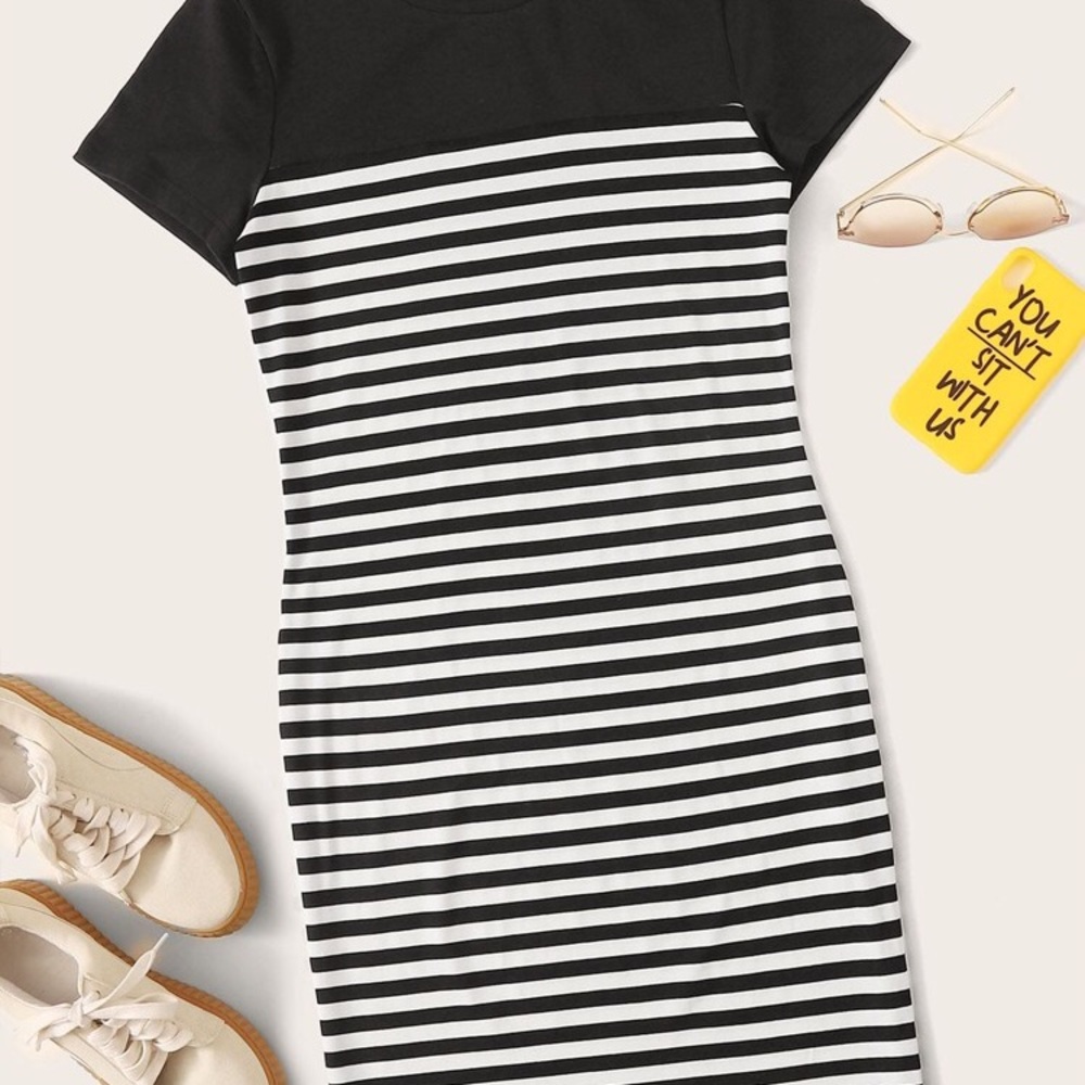 SHEIN Plus Two-Tone Striped Dress